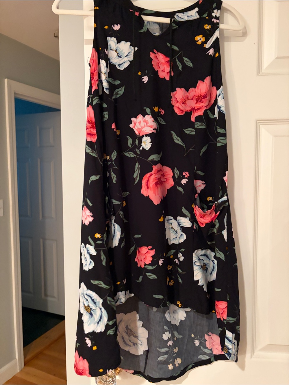 Old Navy Black High-Low Skirt with Pink & White Floral Print